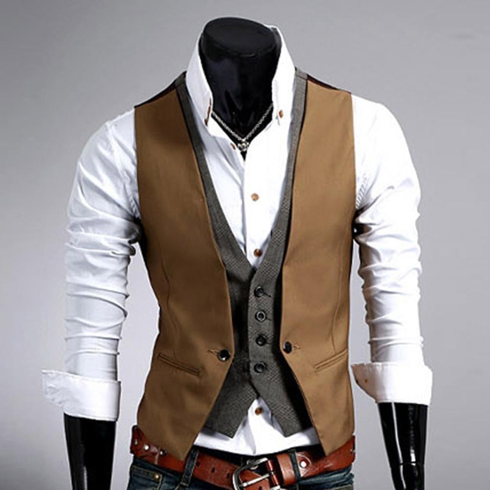 Men Formal Wear Vest - Men Formal Waistcoat Vest Business Solid