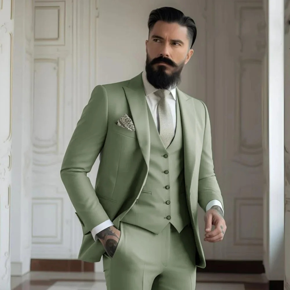 3 Pieces Post Khaki Suits Men  - огляд і ціна Men Formal Wear Dress