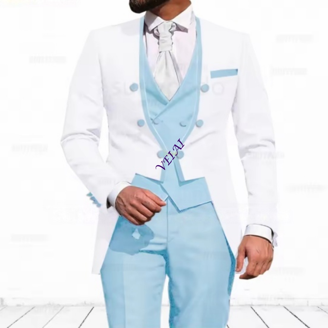 Customized Sky Blue 3-Piece Su - огляд і ціна Men Formal Wear Blue
