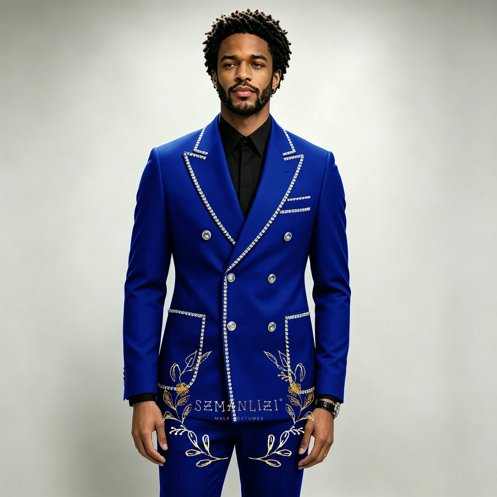Luxury Men's Suits 2 Pieces Ro - огляд і ціна Men Formal Wear Blue