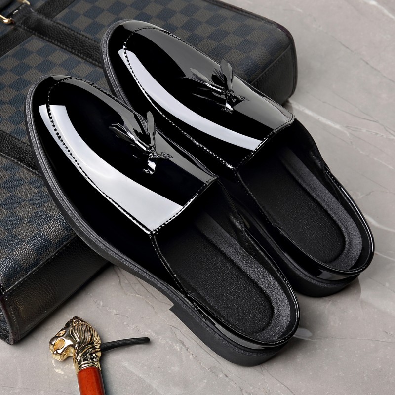 Men Black Patent Leather Mules - огляд і ціна Men'S Formal Wear Slippers