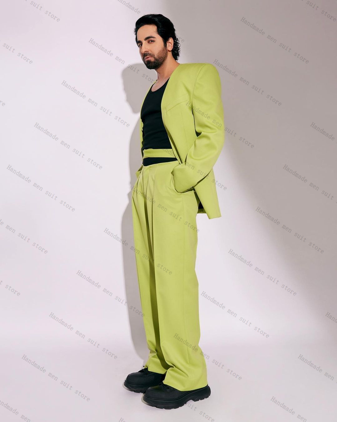 Fashion Green Men Suit Set 2 P - огляд і ціна Men Formal Wear Green