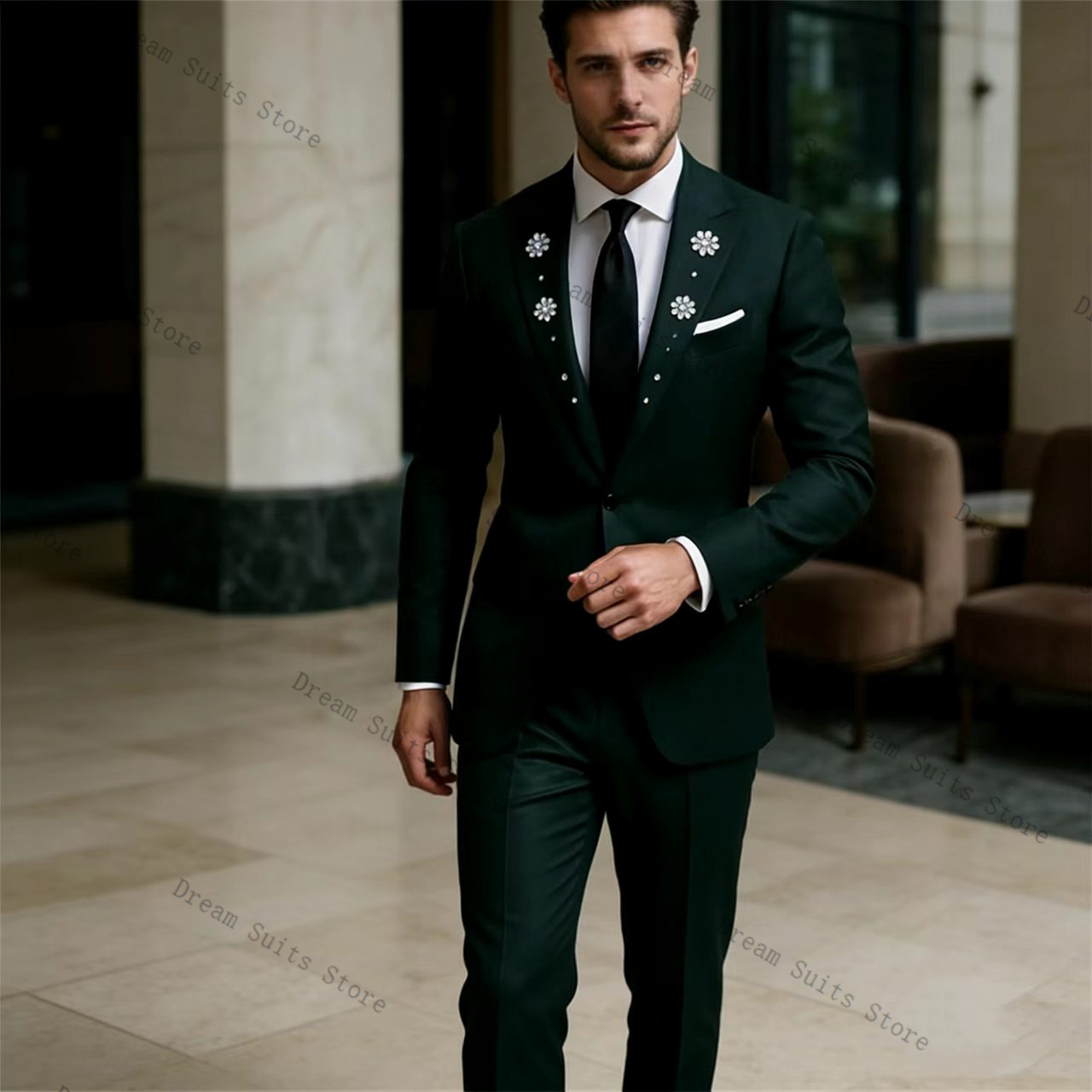 Crystals Men Suit Set 2 Pcs Gr - огляд і ціна Men Formal Wear Green