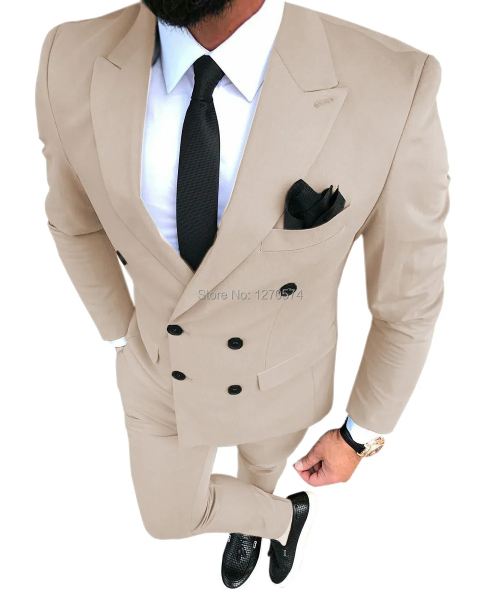 Men Suits Double Breasted Oliv - огляд і ціна Men Formal Wear Green