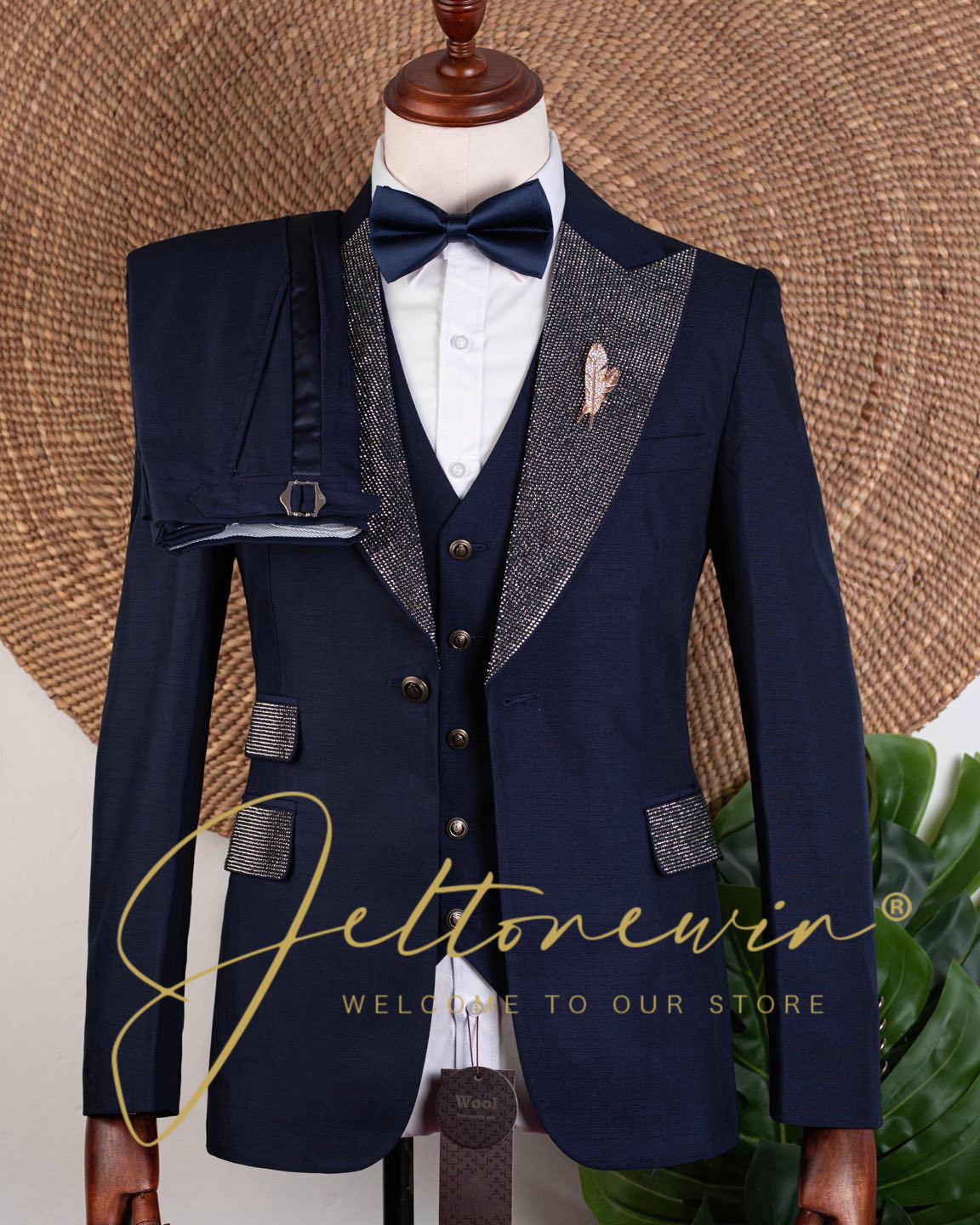 Men's Navy Blue Three Piece Tu - огляд і ціна Men Formal Wear Blue