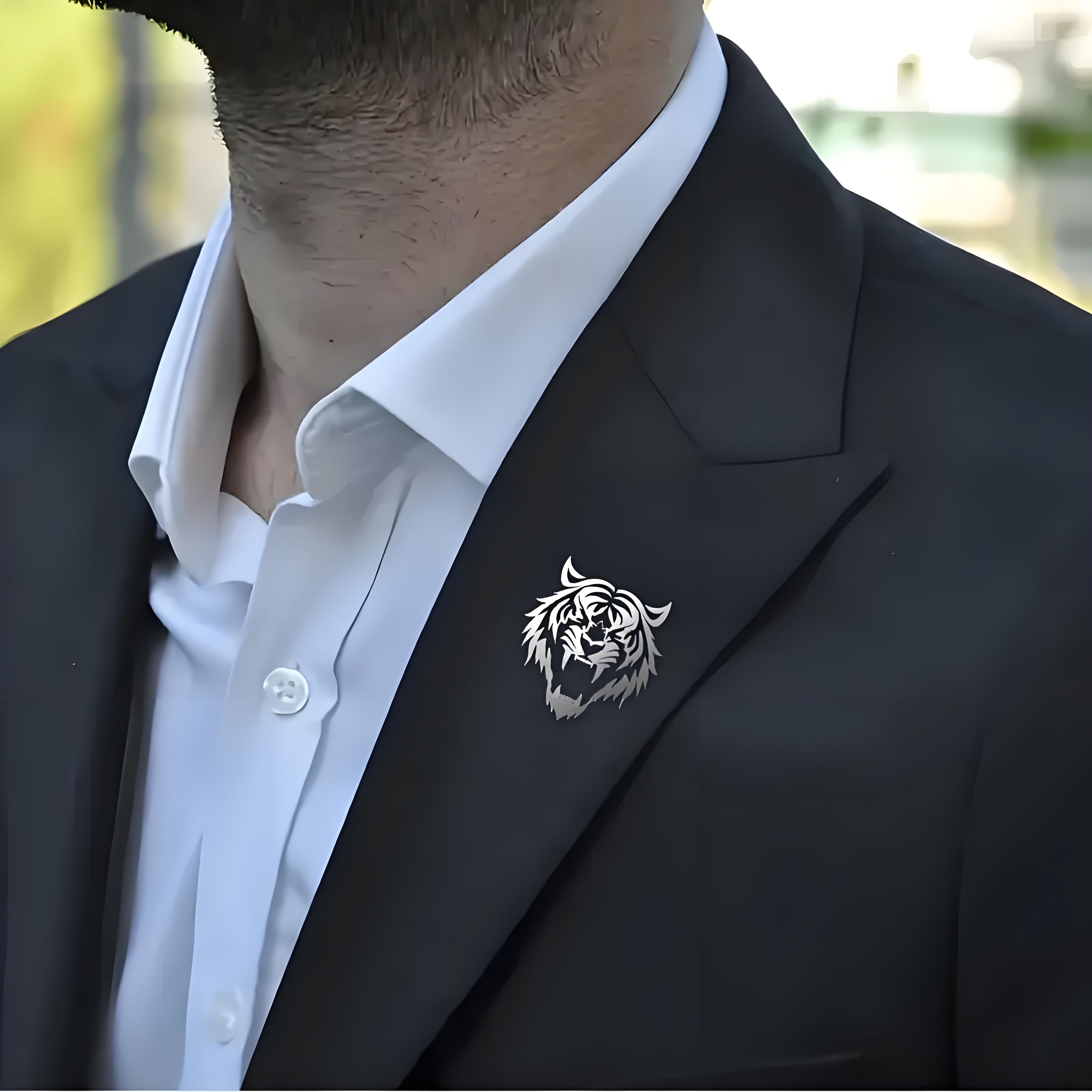 Men's Stainless Steel Tiger He - огляд і ціна Tuxedo Lapel Pin