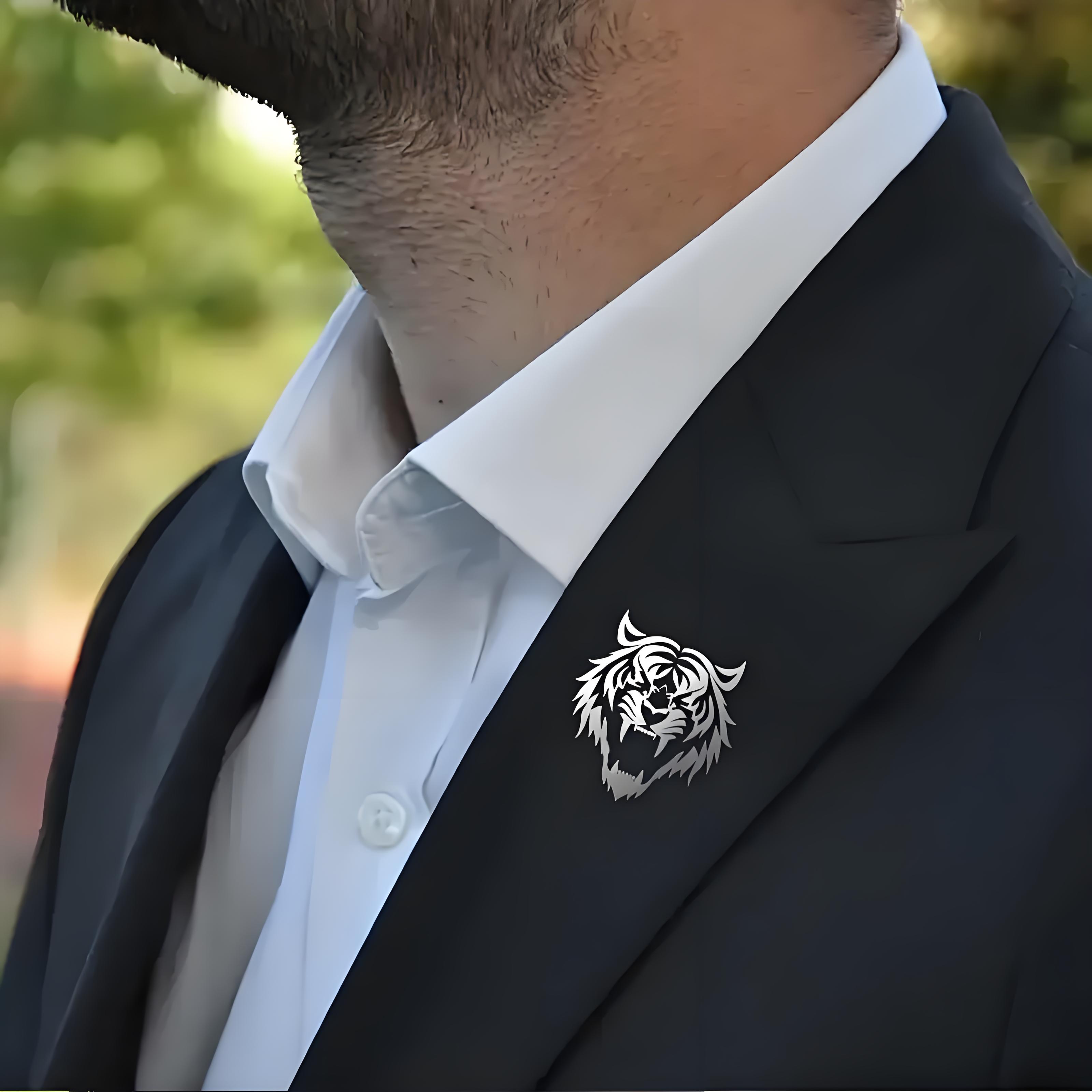 Men's Stainless Steel Tiger He - огляд і ціна Tuxedo Lapel Pin