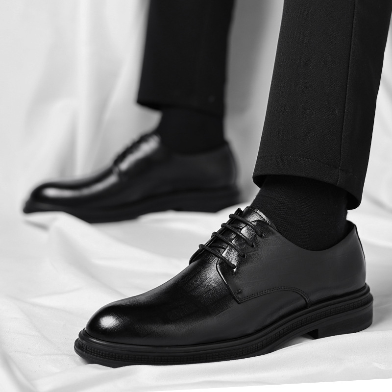 Mens Black Textured Leather Po - огляд і ціна Men Formal Wear All Black