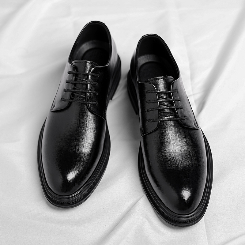Mens Black Textured Leather Po - огляд і ціна Men Formal Wear All Black