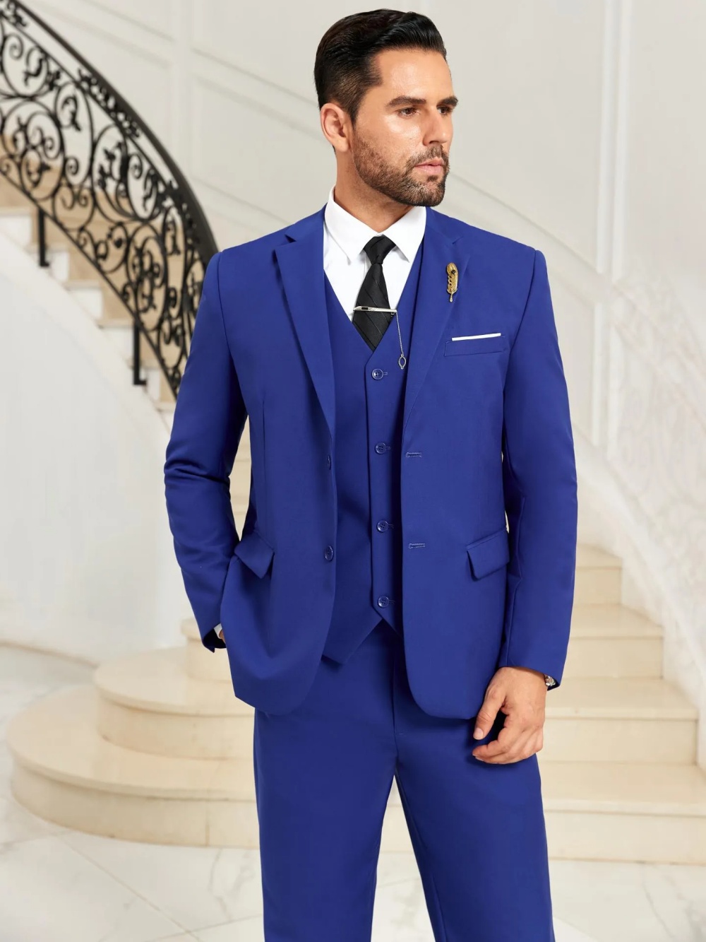New Blue Men's Slim Fit Suits  - огляд і ціна Men Formal Wear Blue