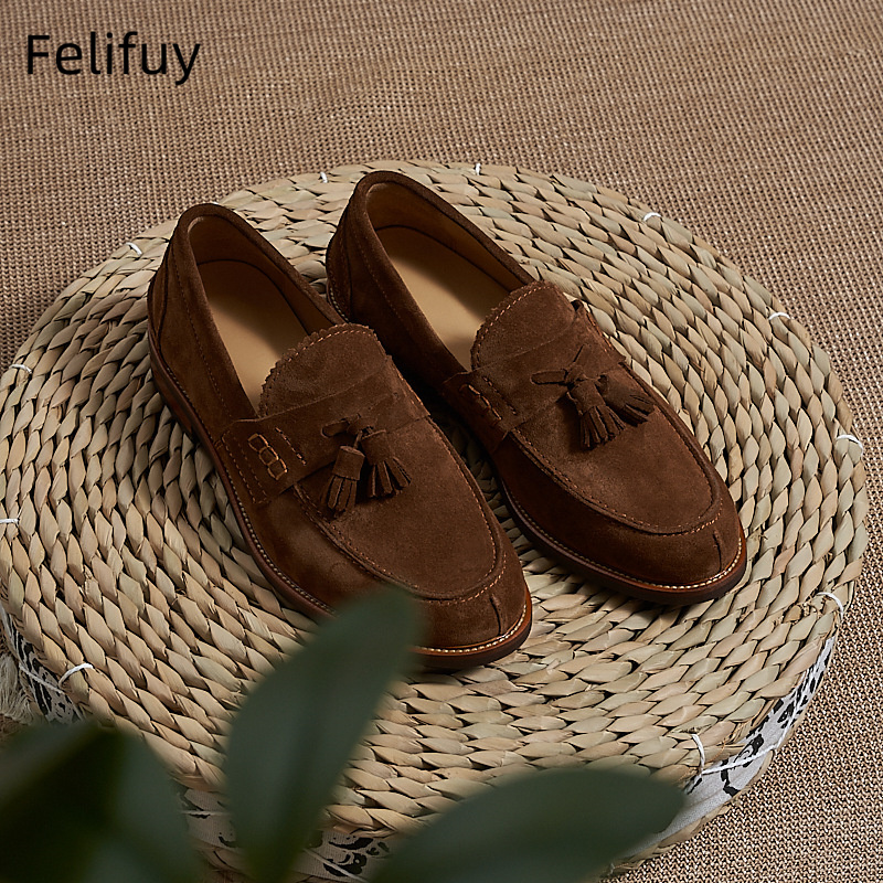 New Brown Men Flat Loafers Cow - огляд і ціна Men Formal Wear Dress