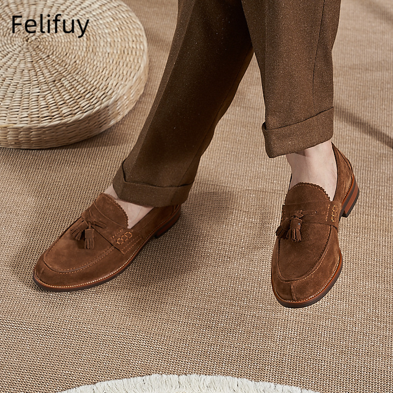 New Brown Men Flat Loafers Cow - огляд і ціна Men Formal Wear Dress