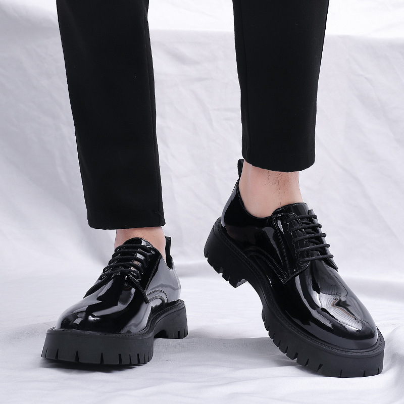 Mens Black Patent Leather Lace - огляд і ціна Men Formal Wear All Black