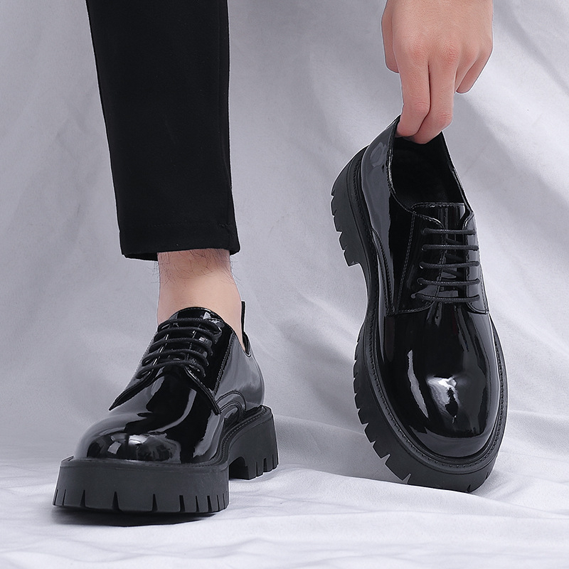 Mens Black Patent Leather Lace - огляд і ціна Men Formal Wear All Black