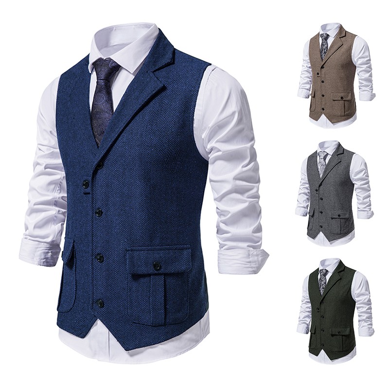 Men Suit Vest Herringbone Fabr - огляд і ціна Men Formal Wear Vest
