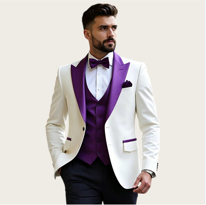 White Men‘s Suits 3 Pieces Sli - огляд і ціна Men'S Formal Wear For A Wedding
