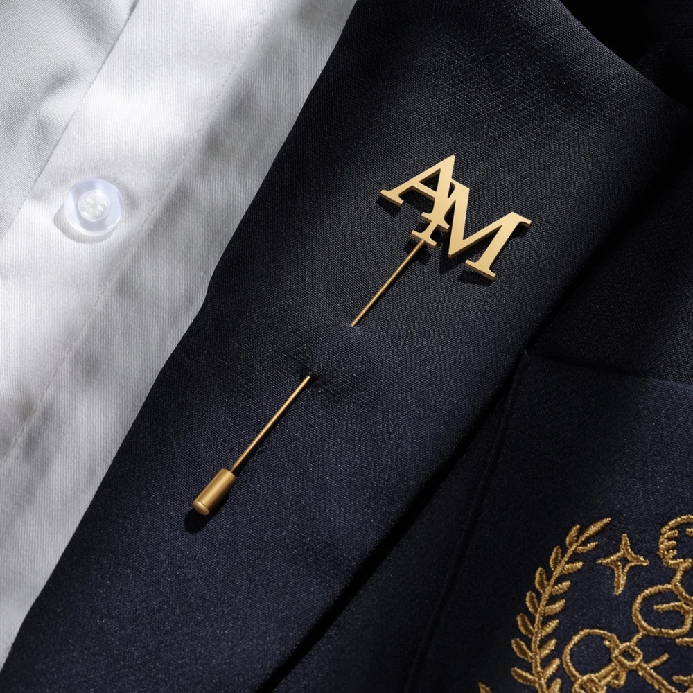Custom Initials Brooch Men Sta - огляд і ціна Tuxedo Lapel Pin
