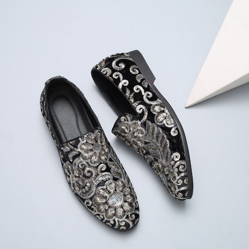 Men Velvet Loafers With Gold E - огляд і ціна Men'S Formal Wear Slippers