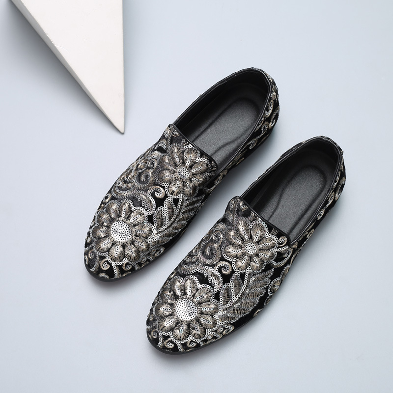 Men Velvet Loafers With Gold E - огляд і ціна Men'S Formal Wear Slippers